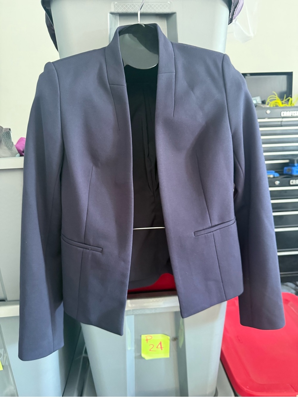 Women's Navy Open-Front Blazer Jacket mp75